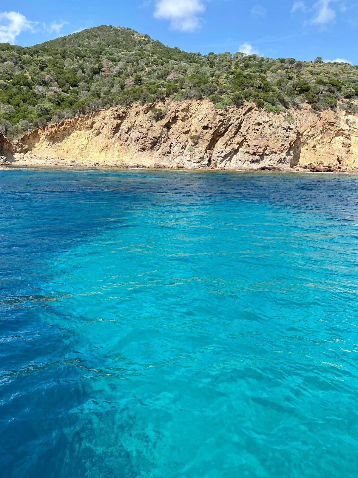 Acque turchesi di una cala della Sardegna viste da Violante