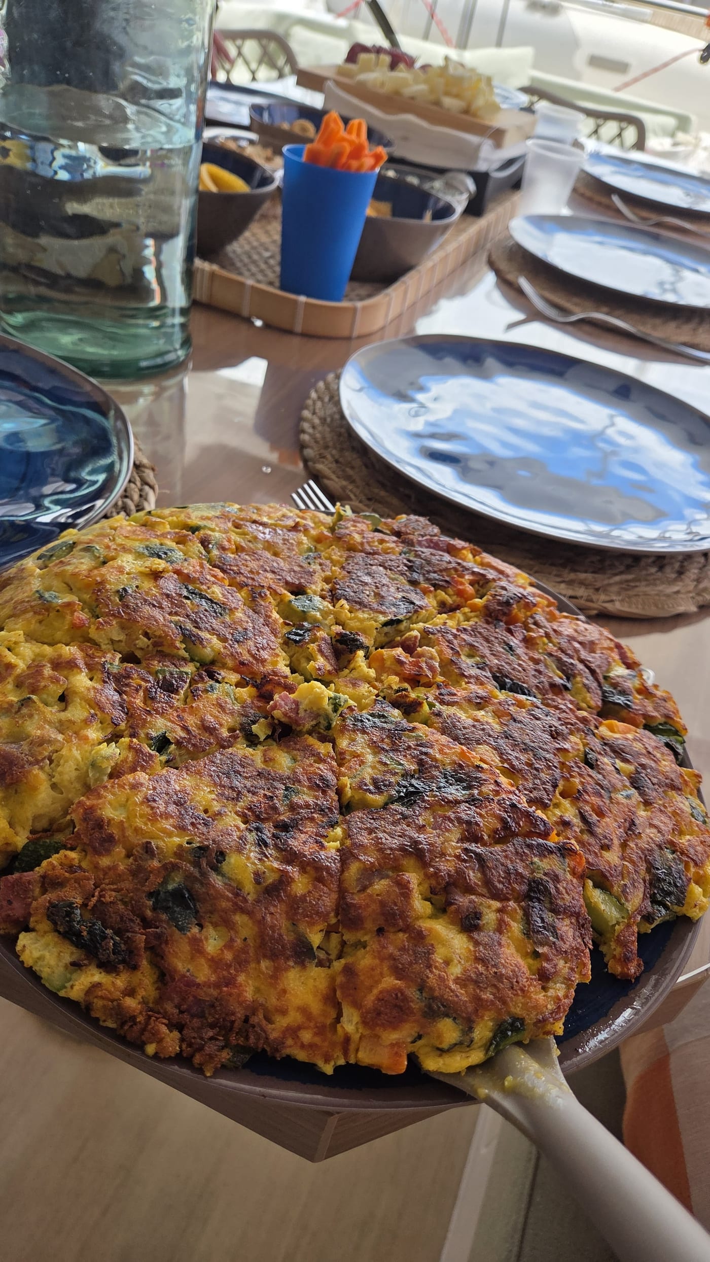 Lunch served on board Violante with a sea view